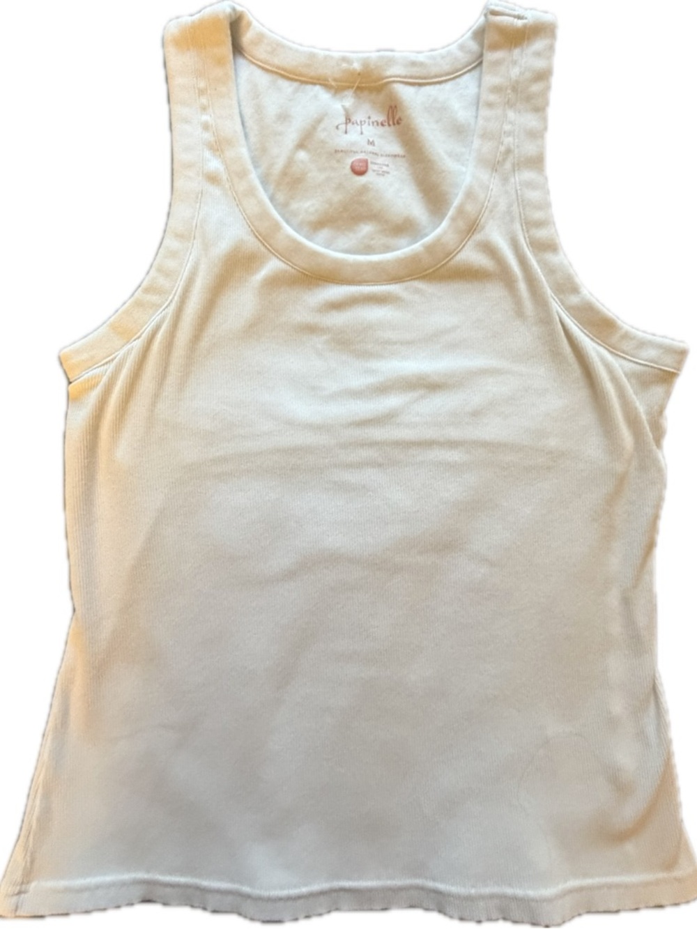 Papinelle Women's White Ribbed Tank with Sports Bra Layer